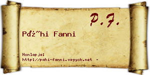 Páhi Fanni névjegykártya